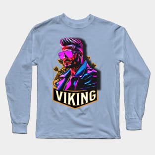 Viking logo style design with cool dude wearing shades and arrows sticking out of him Long Sleeve T-Shirt